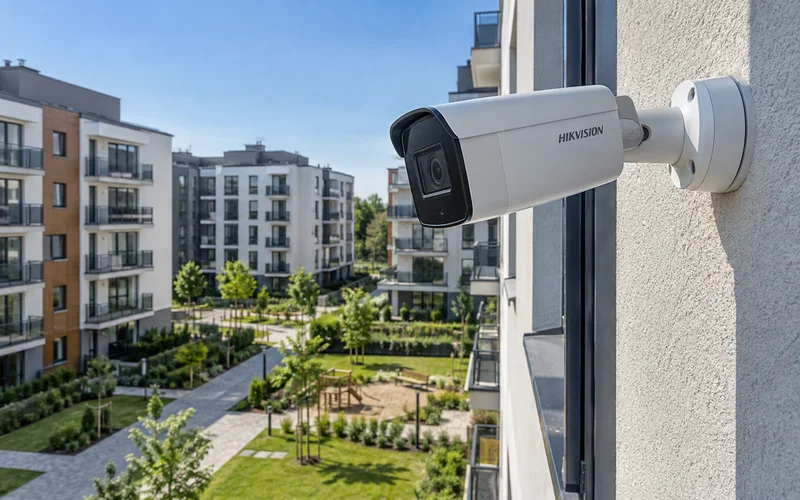 Камера Hikvision: жилой дом, двор